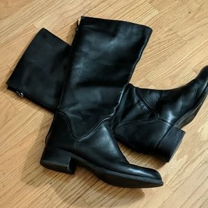 Franco Sarto Black Leather Riding Boots, Sz 9
